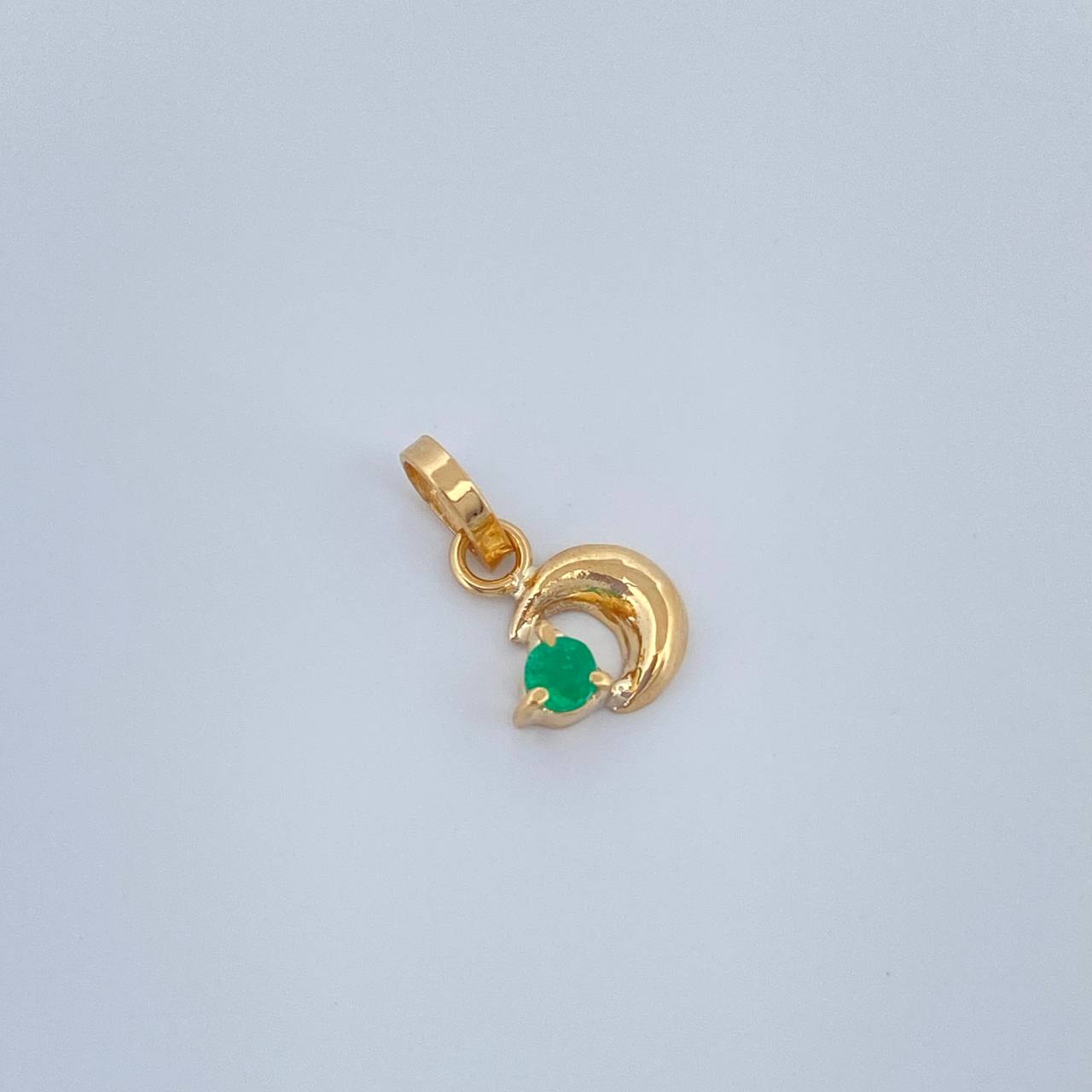 Dije Luna Figura Esmeralda 04Pts 0.25gr / 1/2 in / Oro Amarillo 18K %