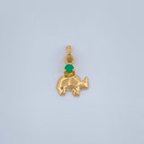 Pendant Elephant Emerald 0.35gr / 1/2 in / Yellow Gold 18K %