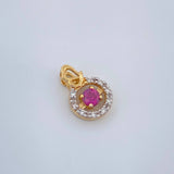 Dije Halo Ruby Diamantes 0.8gr / 1/2 in / Dos Oros Amarillo Blanco 18K %