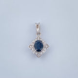 Dije Rombo Zafiro Diamantes 1.55gr / 3/4 in / Oro Blanco 18K %