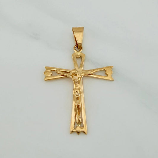Dije Cruz Cristo Gotica 2.45gr / 1 1/2 in / Oro Amarillo 18K $