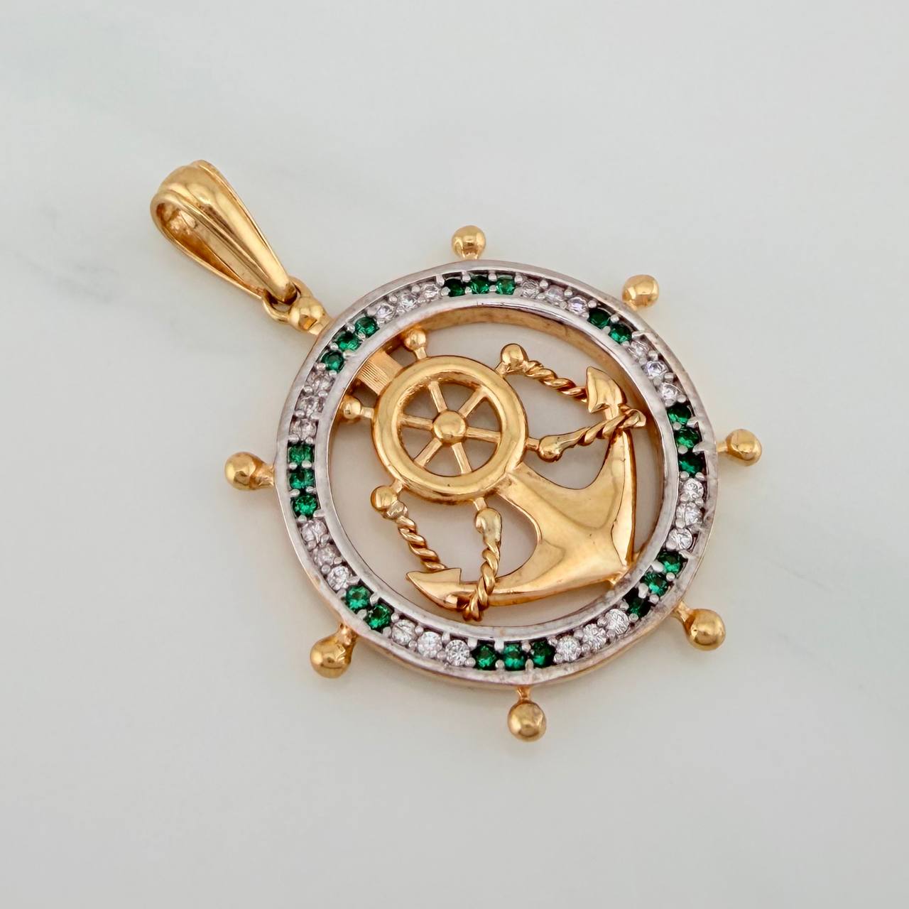 Dije Timon Ancla 6.55gr / 1 1/2 in / Dos Oros Amarillo Blanco 18K $