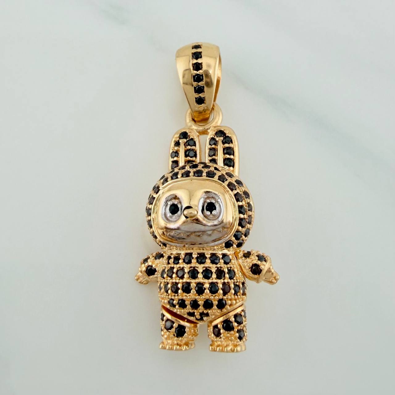 Dije Conejo Sonriente 5.95gr / 1 1/4 in / Dos Oros Amarillo Blanco 18K $