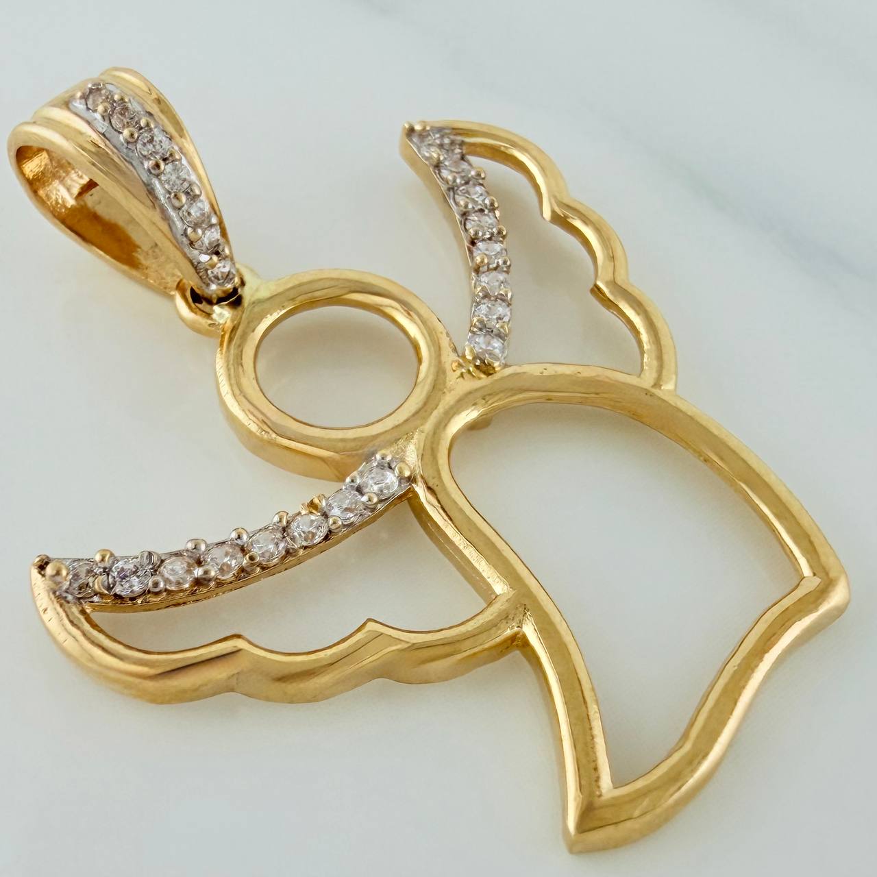Dije Angel 3.5gr / 1 1/4 in / Dos Oros Amarillo Blanco 18K $