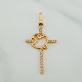 Dije Cruz Paloma 0.95gr / 1 1/4 in / Oro Amarillo 18K $