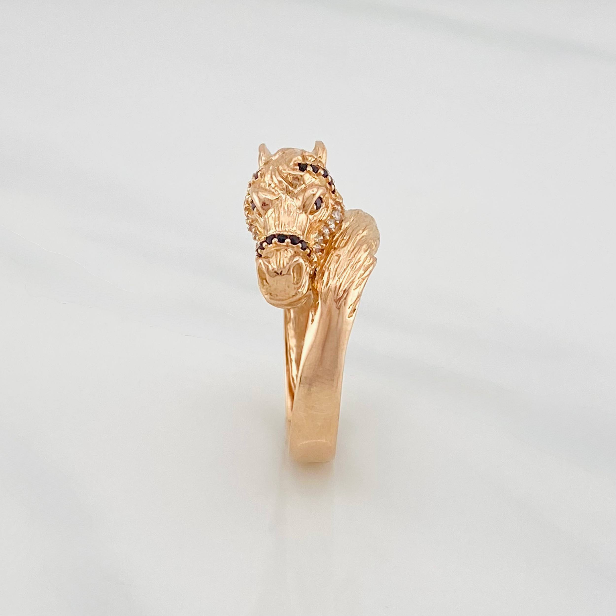 Anillo Rostro Caballo 6.35 g / T10 1/2 Oro Rosa 18K
