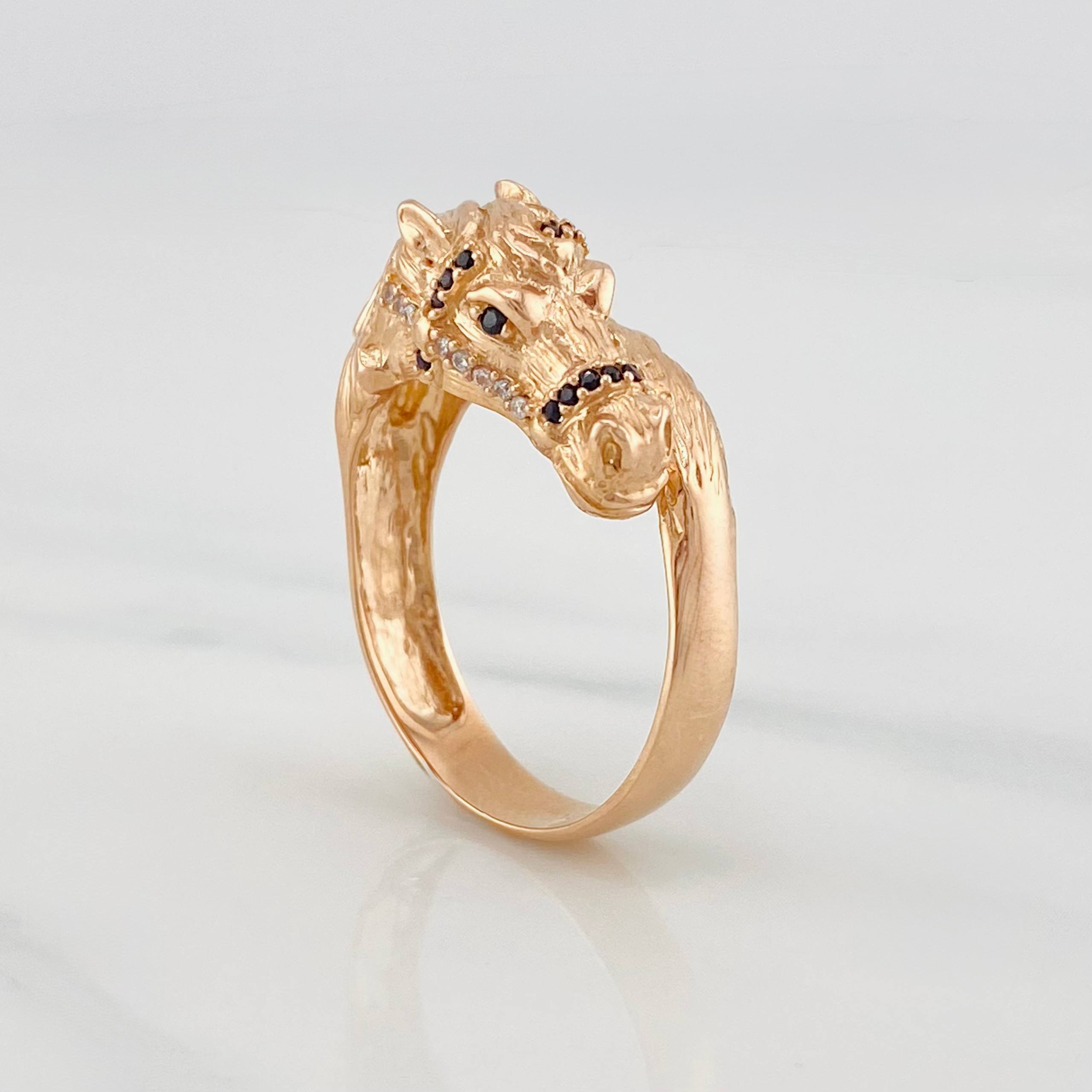 Anillo Rostro Caballo 6.35 g / T10 1/2 Oro Rosa 18K