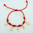 Pulsera Tejida Roja 1.5Cm 5 Und Oro Amarillo 18K