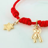 Pulsera Tejida Roja 1.5Cm 5 Und Oro Amarillo 18K