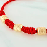 Pulsera Tejida Roja 7 Nudos 5Mm 6 Und Oro Amarillo 18K