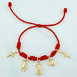 Pulsera Tejida Roja 1.5Cm 5 Und Oro Amarillo 18K