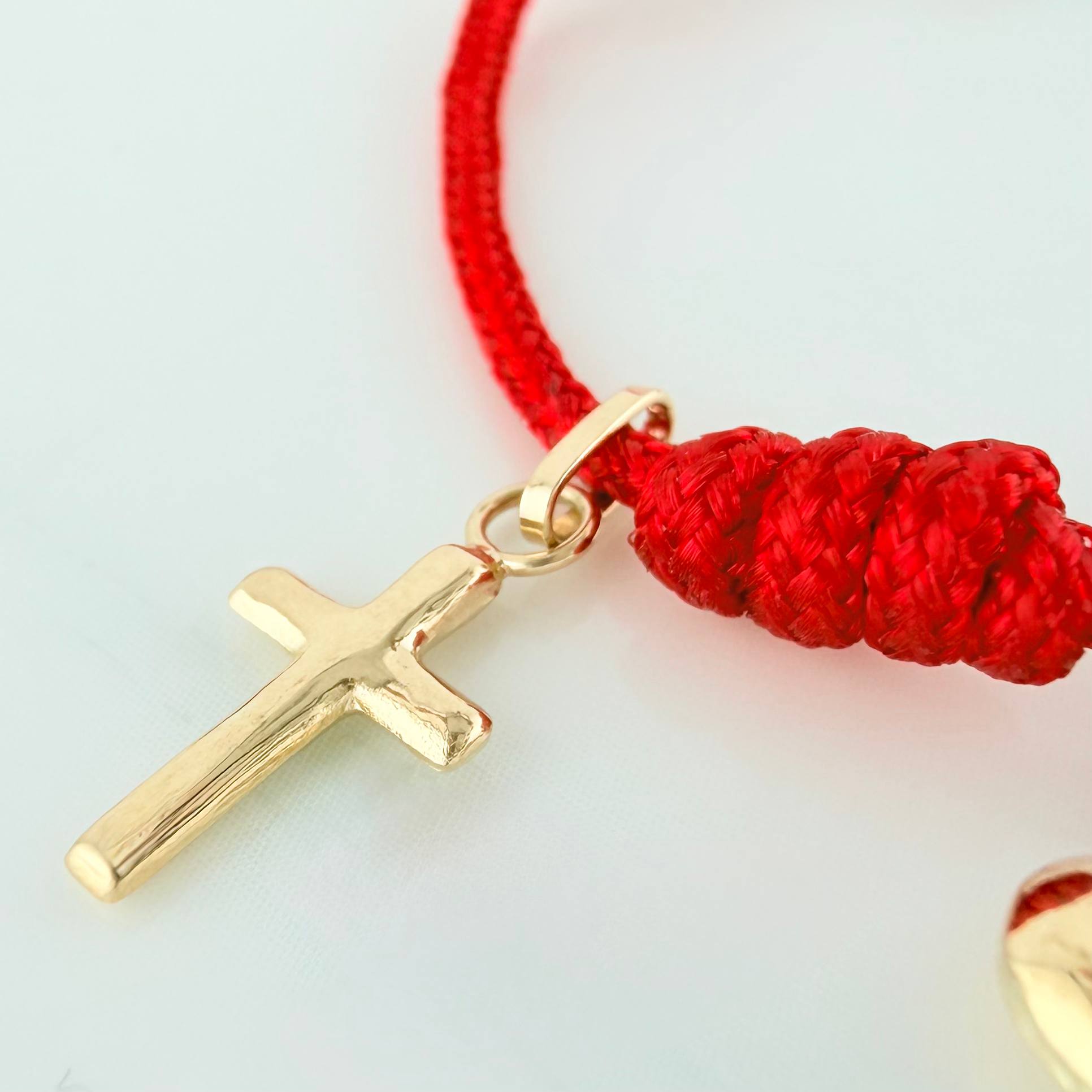 Red Woven Bracelet 1.5Cm 5 Units Yellow Gold 18K