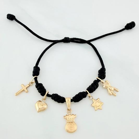 Black Woven Bracelet Yellow Gold 18K