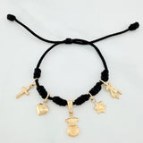Pulsera Tejida Negra Oro Amarillo 18K