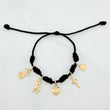 Pulsera Tejida Negra Oro Amarillo 18K