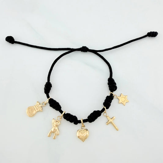 Black Woven Bracelet Yellow Gold 18K