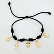 Pulsera Tejida Negra Oro Amarillo 18K