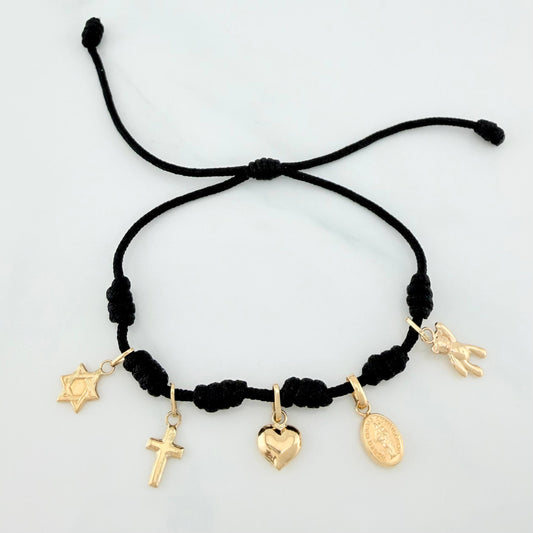 Black Woven Bracelet Yellow Gold 18K