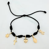 Pulsera Tejida Negra Oro Amarillo 18K