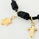 Pulsera Tejida Negra Oro Amarillo 18K