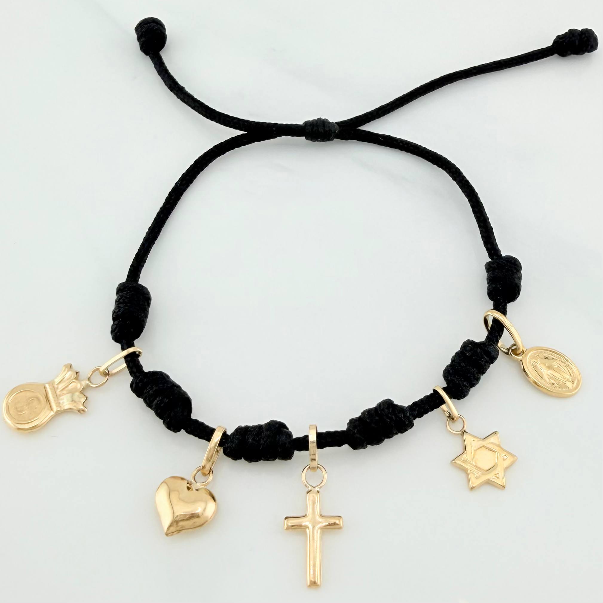 Black Woven Bracelet Yellow Gold 18K