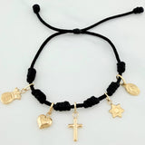 Black Woven Bracelet Yellow Gold 18K