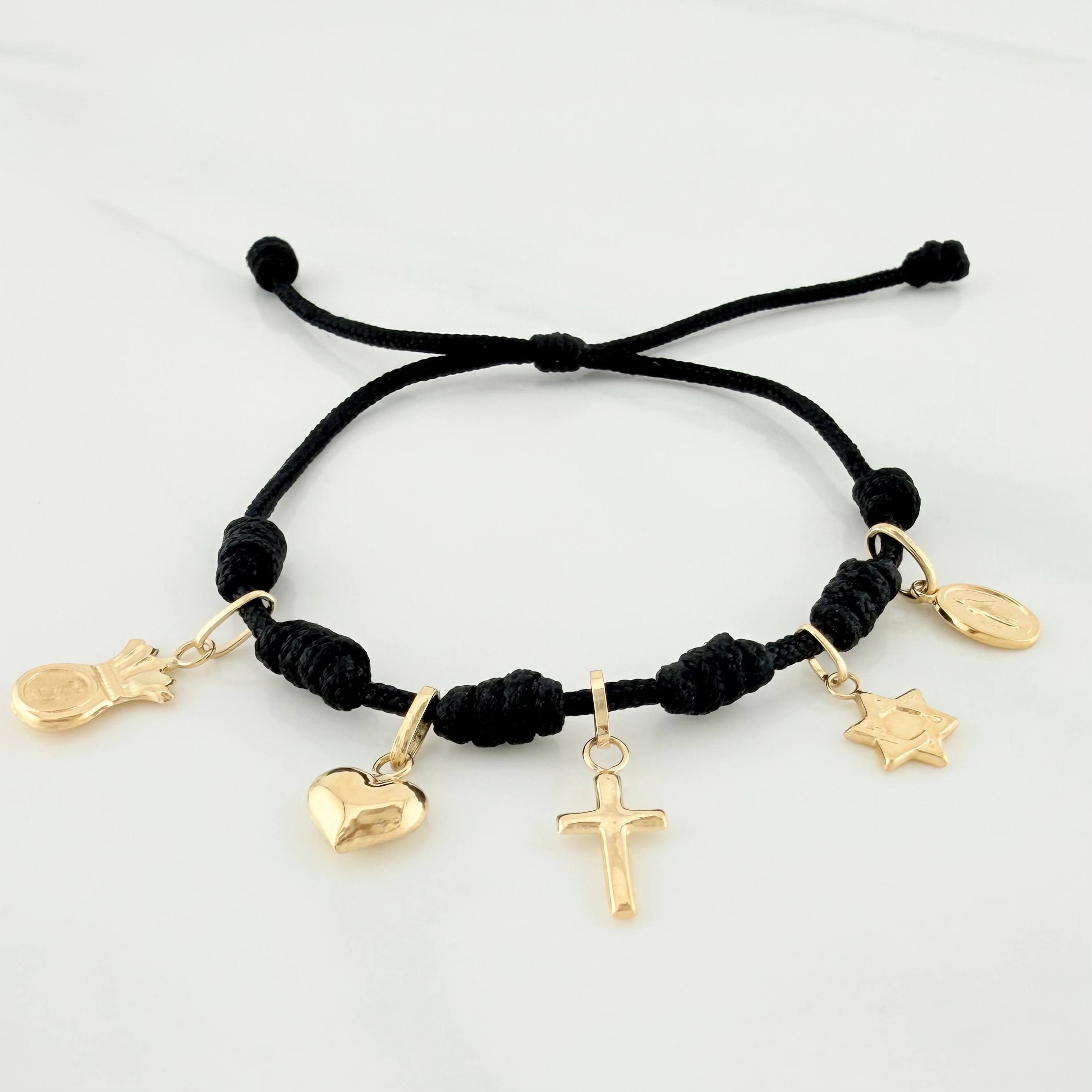 Black Woven Bracelet Yellow Gold 18K