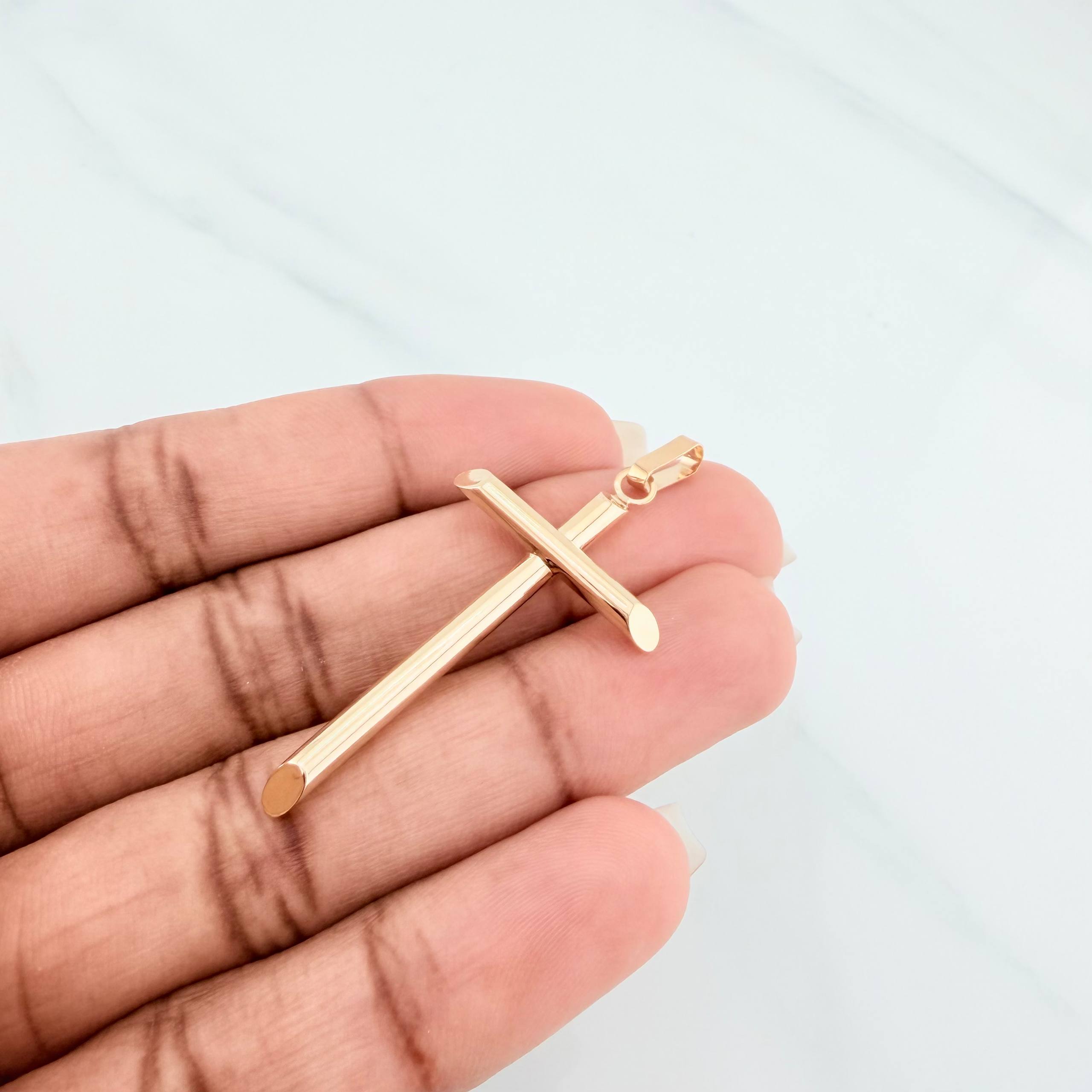 Dije Cruz Puntas Planas 1.6 g / 2 in Oro Amarillo 18K