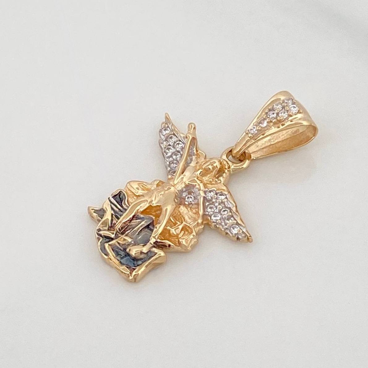 Pendant Saint Michael Archangel 3 g / 1 in Three Golds 18K