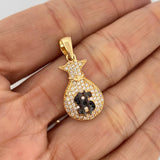 Dije Bolsa de Dinero 2.7gr / 1 1/4 in / Dos Oros Negro Amarillo 18K %