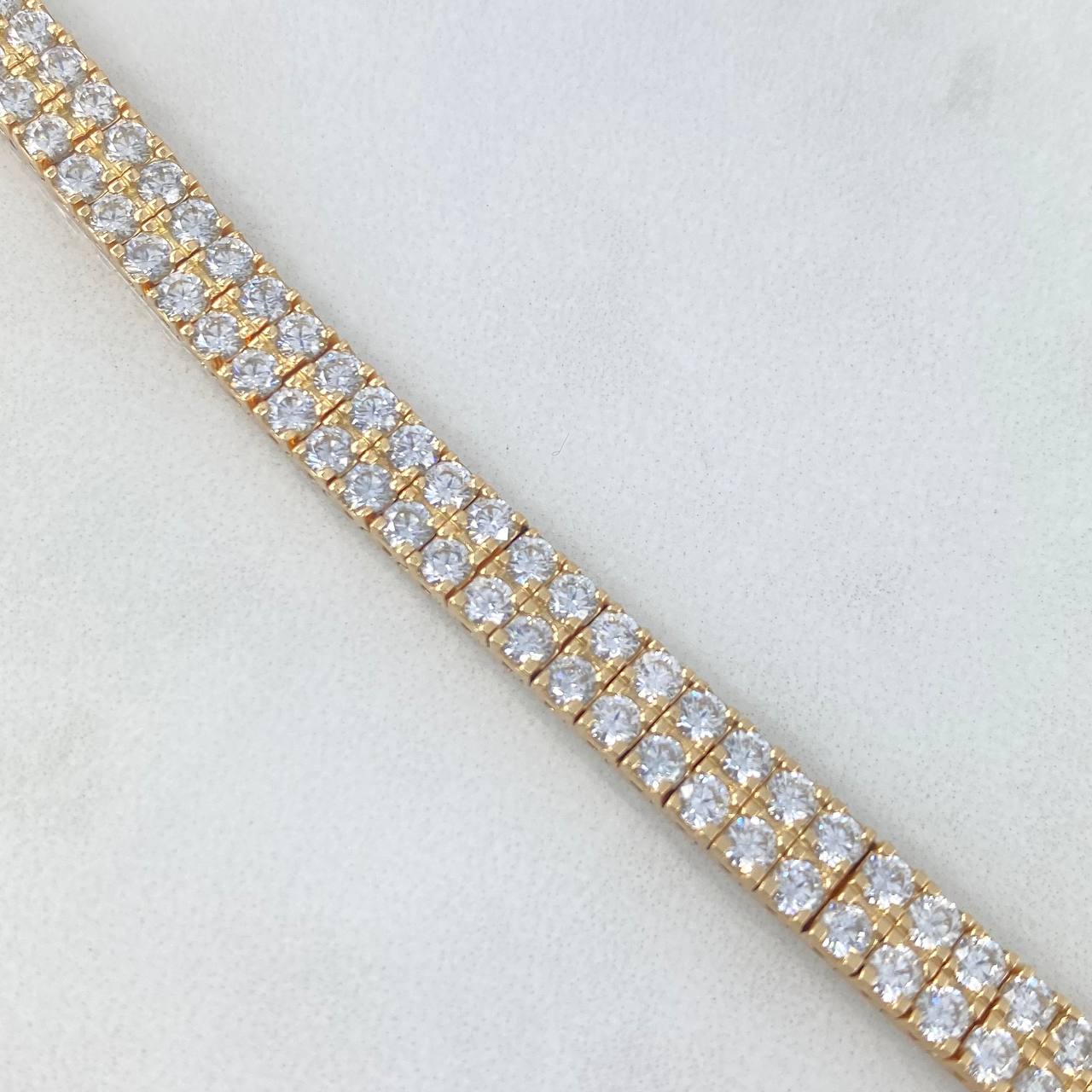 Pulso Tennis 22.95gr / 18cm / 5.8mm Circones Blancos Oro Amarillo *