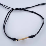 Pulsera Tejida Negra Corazón 1gr / Oro Amarillo 18K %