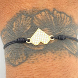 Pulsera Tejida Negra Corazón 1gr / Oro Amarillo 18K %