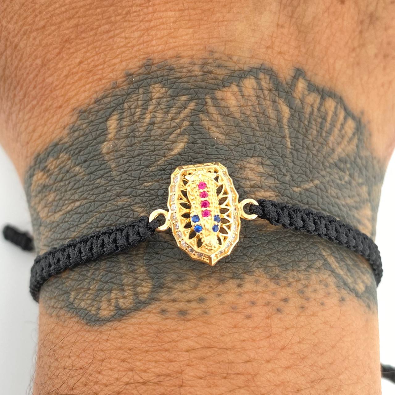 Pulsera Tejida Negra Virgen Guadalupe 1.35gr / Oro Amarillo 18K %