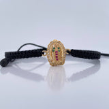 Pulsera Tejida Negra Virgen Guadalupe 1.35gr / Oro Amarillo 18K %