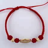 Pulsera Tejida Roja Corona 2.1gr / 5mm Oro Amarillo 18K %