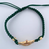 Pulsera Tejida Verde Corona 3.4gr / 5mm Tres Oros 18K %