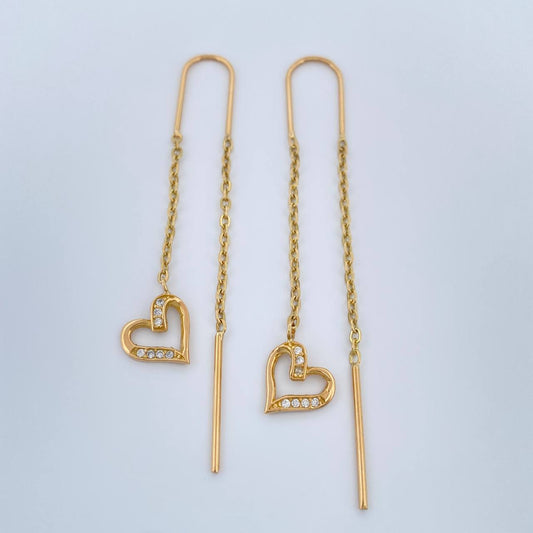 Topos Aretes Silueta Corazón 2.15gr / 2 1/4 in / 8.12mm Oro Amarillo 18K %