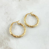 Candongas Gema 2.2gr / 2.4cm / Entrochada Relieve Oro Amarillo 18K ©