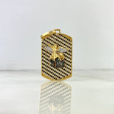 Pendant San Miguel Plate 14.8gr / 5.3cm / White Black Zircons Three Golds (Offer)