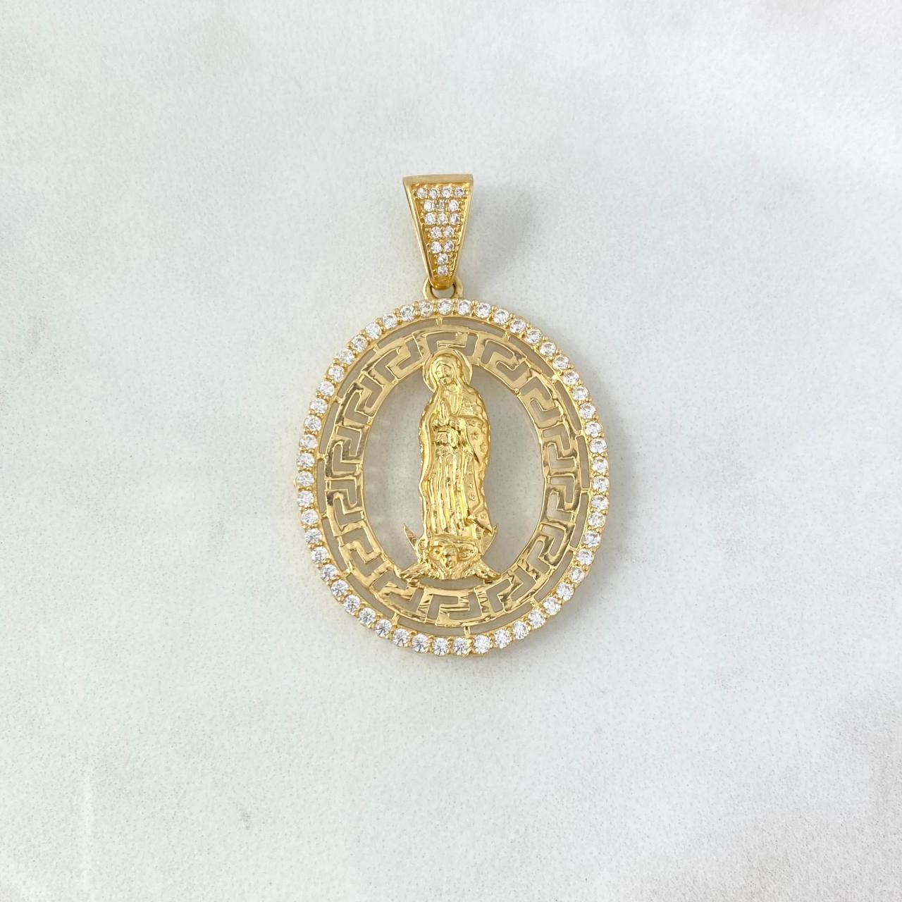 Dije Virgen Guadalupe Tribal 7.65gr / 4.3cm / Circones Blancos Oro Amarillo