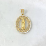 Dije Virgen Guadalupe Tribal 7.65gr / 4.3cm / Circones Blancos Oro Amarillo