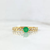 Intertwined Solitaire Ring 2.3gr / Size 7 1/4 / Emerald 18pts - White Diamonds 16pts Yellow Gold (Jewel) ©