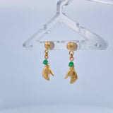 Topos Arete Mano Esmeralda 1.55gr / 1 in / 7.1mm Oro Amarillo 18K %