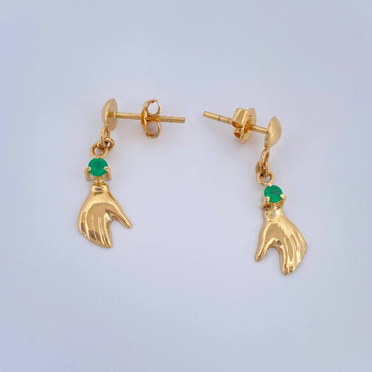 Topos Arete Mano Esmeralda 1.55gr / 1 in / 7.1mm Oro Amarillo 18K %