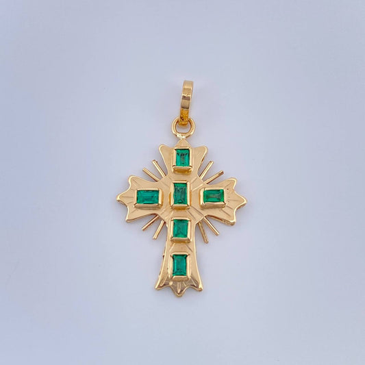 Dije Cruz Plana Aurora Esmeralda 1.4gr / 1 in / Oro Amarillo 18K %