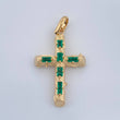 Dije Cruz Tronco Esmeralda 2.4gr / 1 1/4 in / Oro Amarillo 18K %