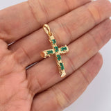 Dije Cruz Tronco Esmeralda 2.4gr / 1 1/4 in / Oro Amarillo 18K %