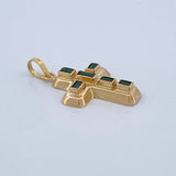 Dije Cruz Encocada Esmeralda 1.4gr / 1 in / Oro Amarillo 18K %
