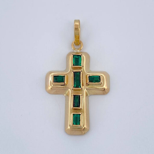 Dije Cruz Encocada Esmeralda 1.4gr / 1 in / Oro Amarillo 18K %